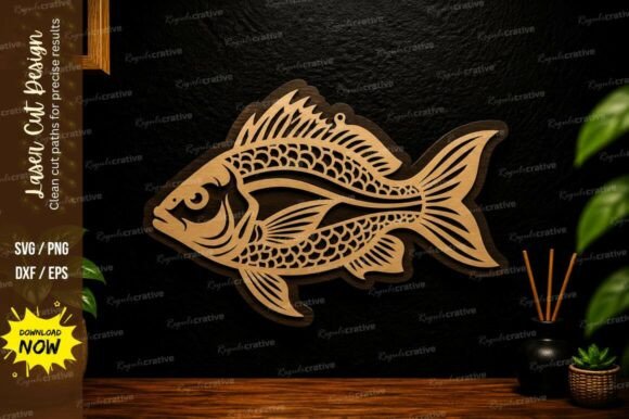 Bass Fish Laser Cut SVG: Premium Wall Art Design Files