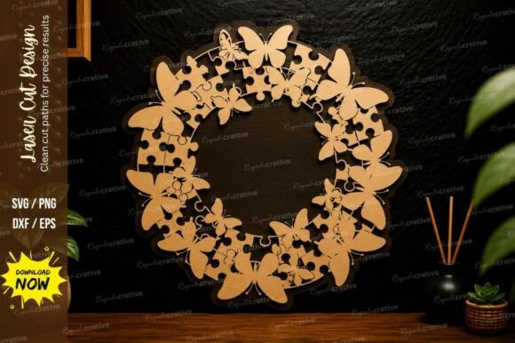 Beautiful Butterfly Wreath Laser Cut SVG Design