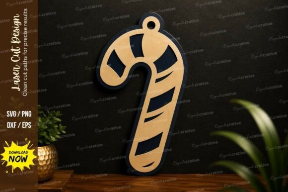Candy Cane Ornament Laser Cut SVG Design
