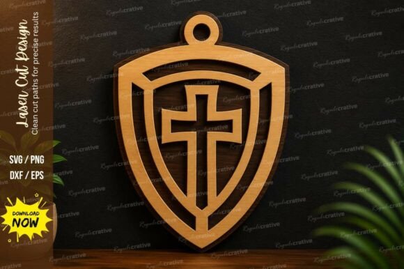 Christian Shield Cross Laser Cut SVG