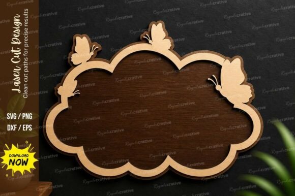 Cloud Frame Laser Cut Wall Art for Modern Decor