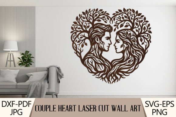 Couple Heart Laser Cut Wall Art: A Romantic Design Asset