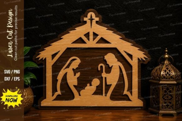 Create Beautiful Holiday Crafts with Nativity Scene Ornament Laser Cut SVG