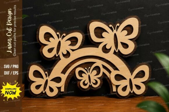 Elegant Butterfly Border Decor Laser Cut SVG