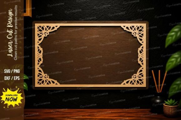 Elegant Rectangle Border Laser Cut SVG