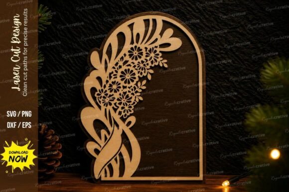 Floral Arch Frame Laser Cut SVG Design