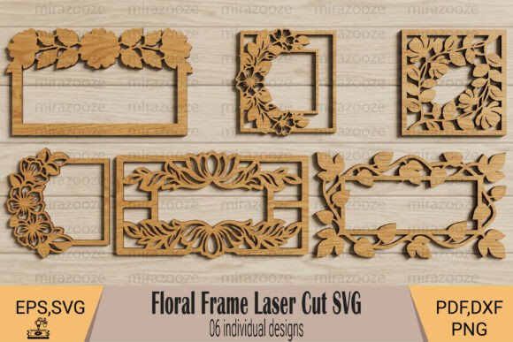 Floral Frame Laser Cut SVG: Elegant Decorative Designs