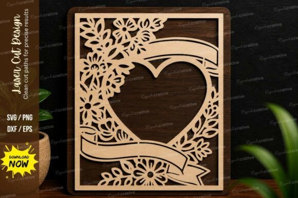 Floral Heart Border Laser Cut SVG Design