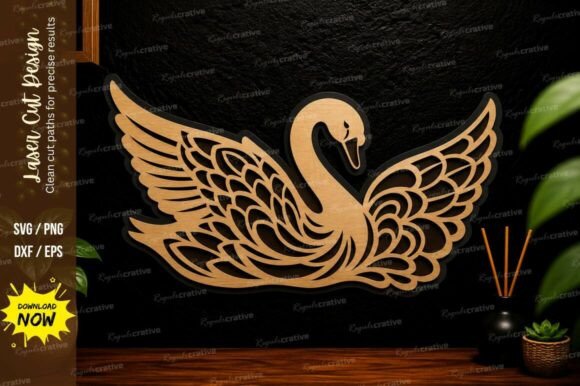 Graceful Swan Wings Laser Cut SVG: Elevate Your Craft