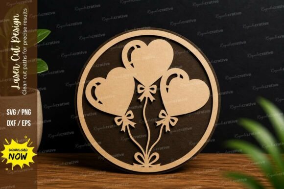 Heart Balloon Laser Cut Wall Art Decor: A Charming Design
