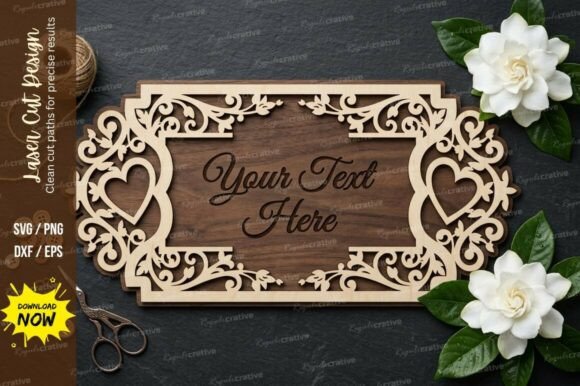 Heart Name Frame Laser Cut Svg Cutting