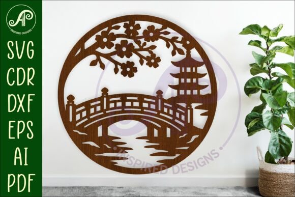 Japanese Bridge Wall Art SVG Laser Cut: A Serene Design for Your Space