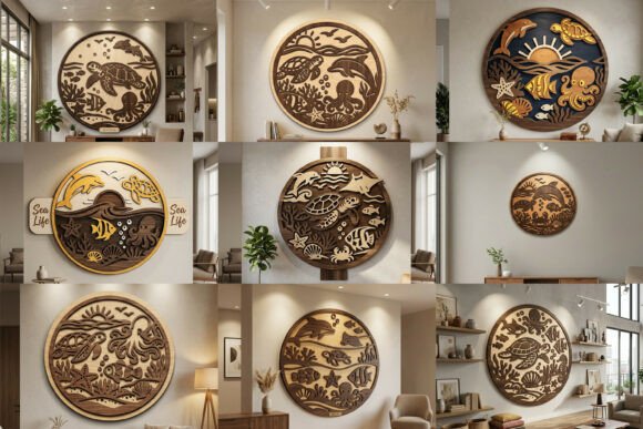 Laser Cut Sea Life Wall Art SVG Bundle