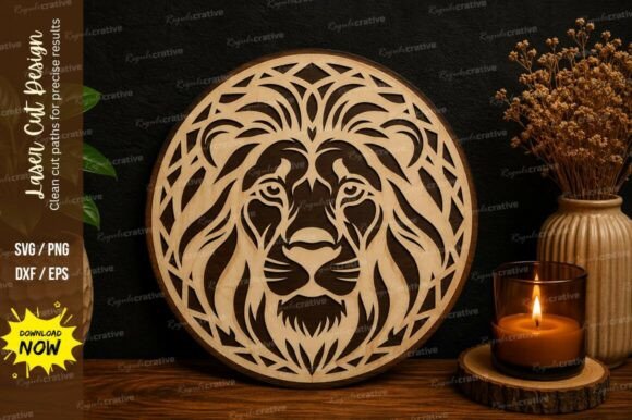 Lion Head Wall Art SVG: Premium Laser Cut Design File
