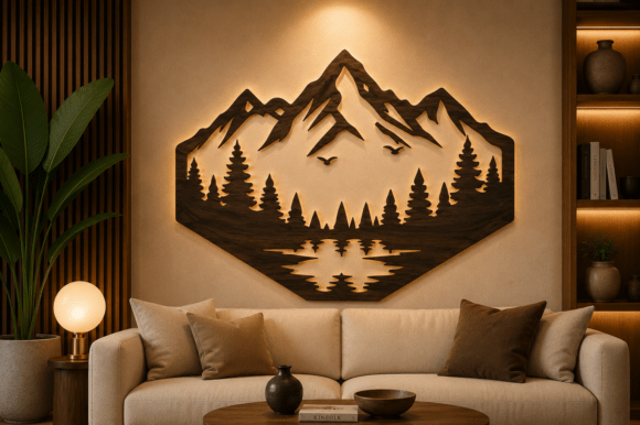 Mountain Wall Decor SVG Laser Cut File