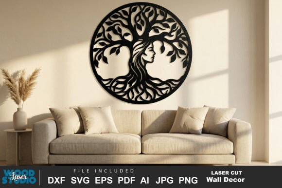 Mystical Tree Woman Wall Art SVG