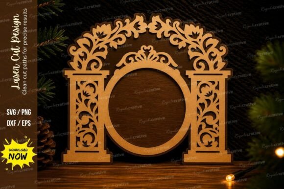 Ornamental Round Frame Laser Cut SVG