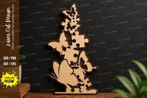 Puzzle Butterfly Tree: Elegant Laser Cut SVG File