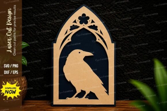 Raven Gothic Arch Laser Cut SVG Design