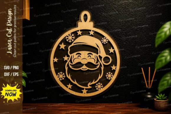 Santa Claus Christmas Ornament Laser Cut Design Files