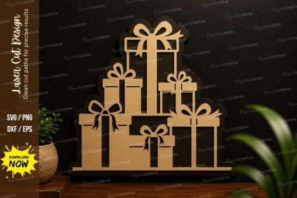 Stacked Gift Boxes Laser Cut SVG Design